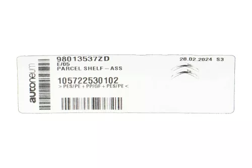 PSA / Stellantis HZD ZWART MISTRAL/ ZIE 98013537ZD (0000365970)